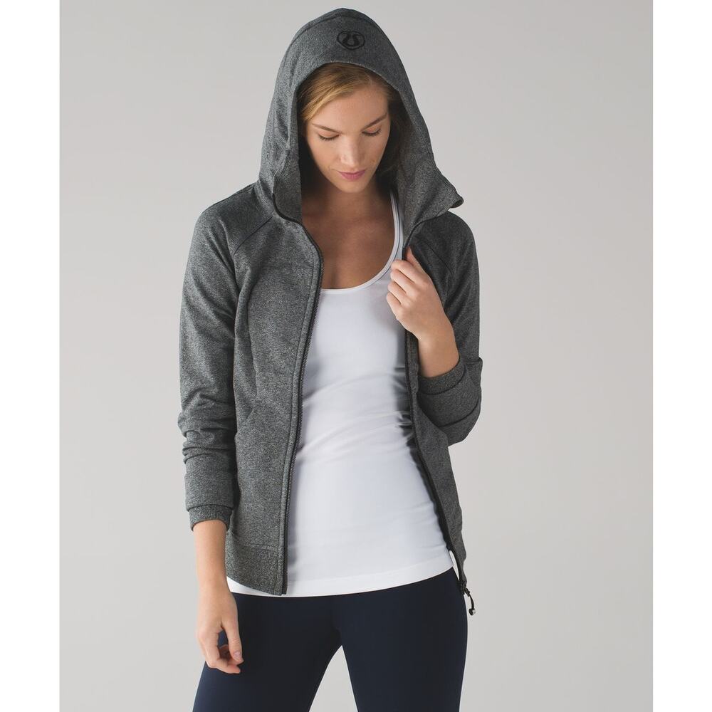 LULULEMON Scuba Hoodie III Heathered Speckled Black Size 8 - Picture 2 of 10
